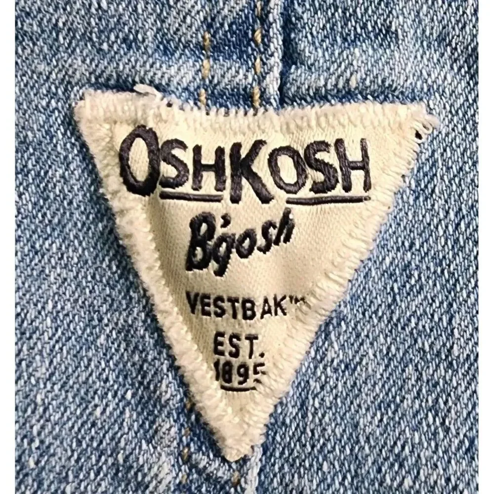 OshKosh B'gosh‎ Size 18M Jumpsuit Overalls Light Wash Denim Floral Embroider